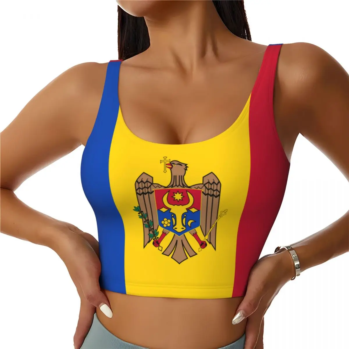 Moldova Flag Basic Tops Women  - Yoga Và Fitness recension och pris